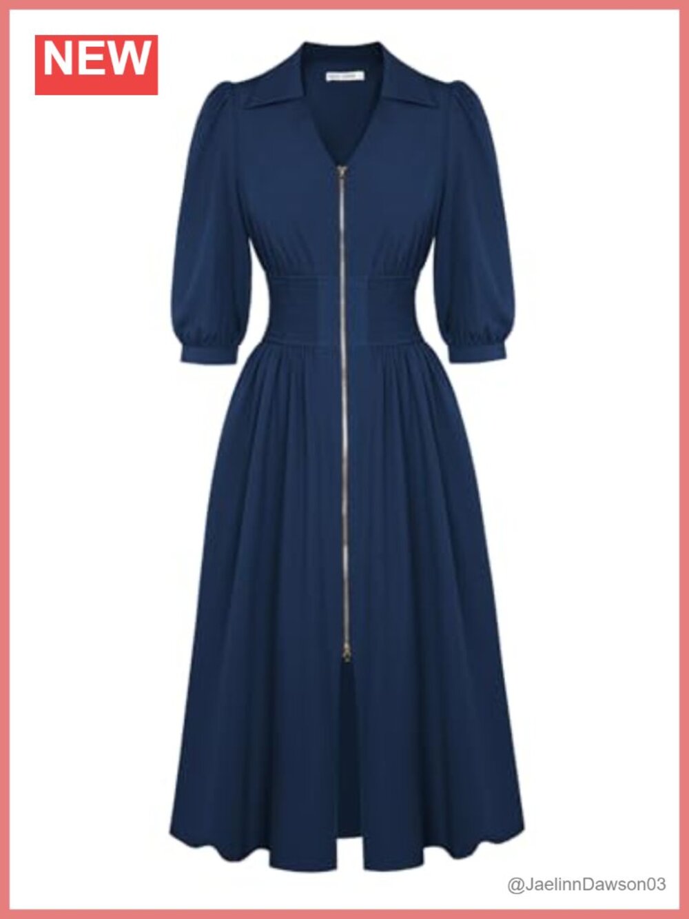 GRACE KARIN Women's Summer Midi Dress Business Casual Dress with Zipper